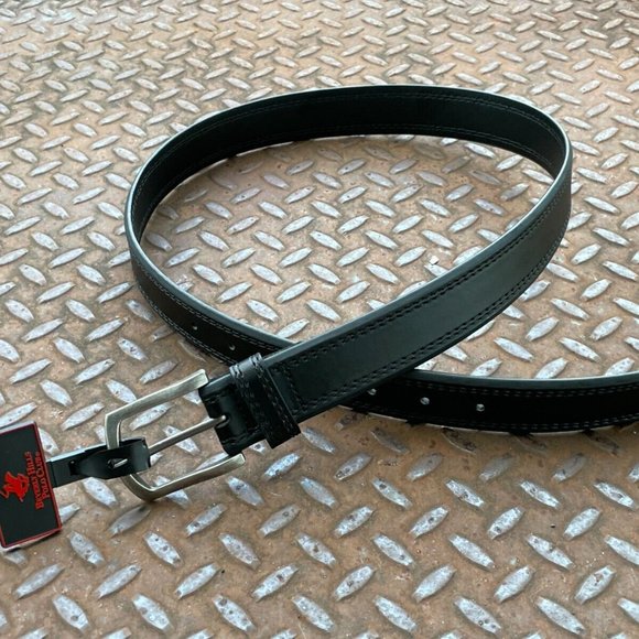 Beverly Hills Polo Clubs Men Belt Black Faux Leather Waistband Size 32/34 inches - Picture 2 of 7